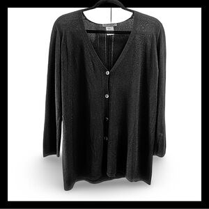 D.Exterior black viscose button down cardigan